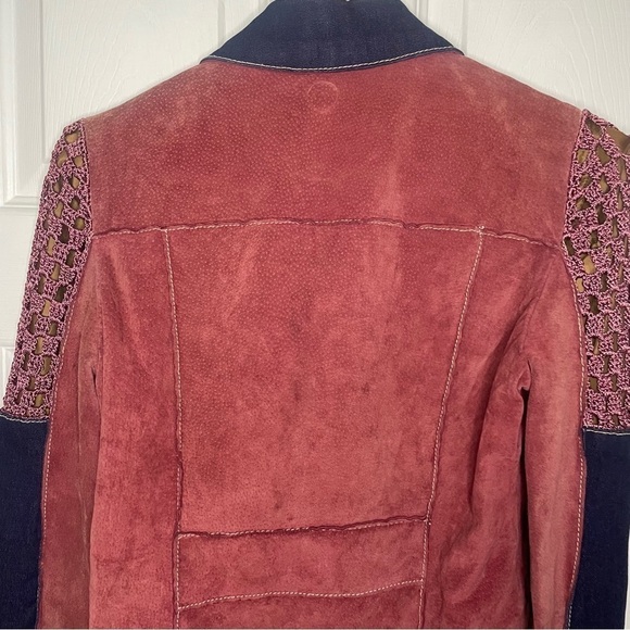 Wilson’s Leather Vintage Cowgirl Pink & Purple Suede Leather & Crochet Jacket S - Picture 2 of 9